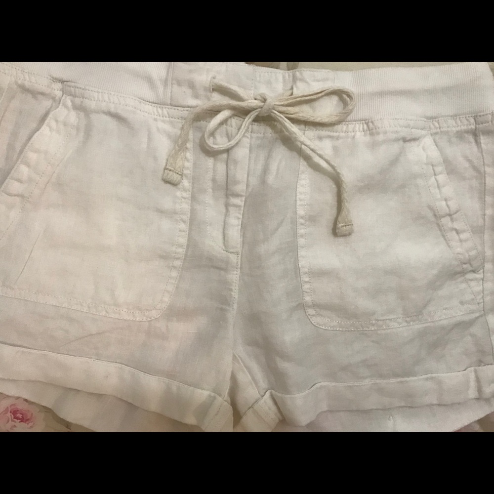 White linen xs pull on tie shorts Lou&grey